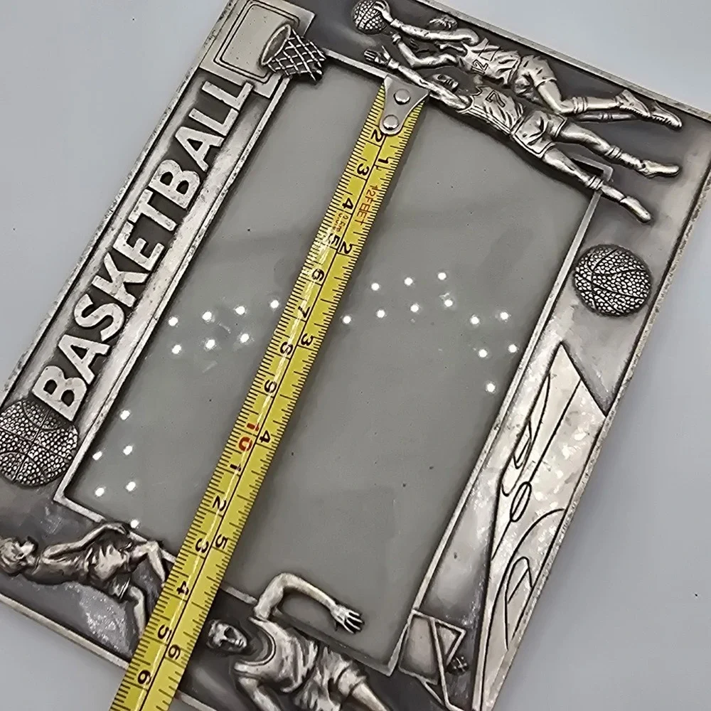 Pewter Vintage Basketball Player Picture‎ Photo Frame Sports Athletic Retro